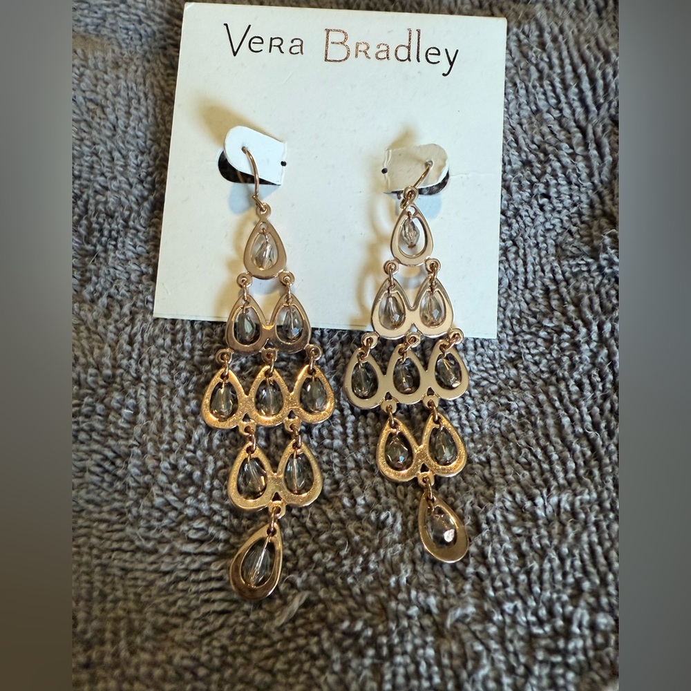 Vera Bradley Gold Filigree Chandelier Earrings